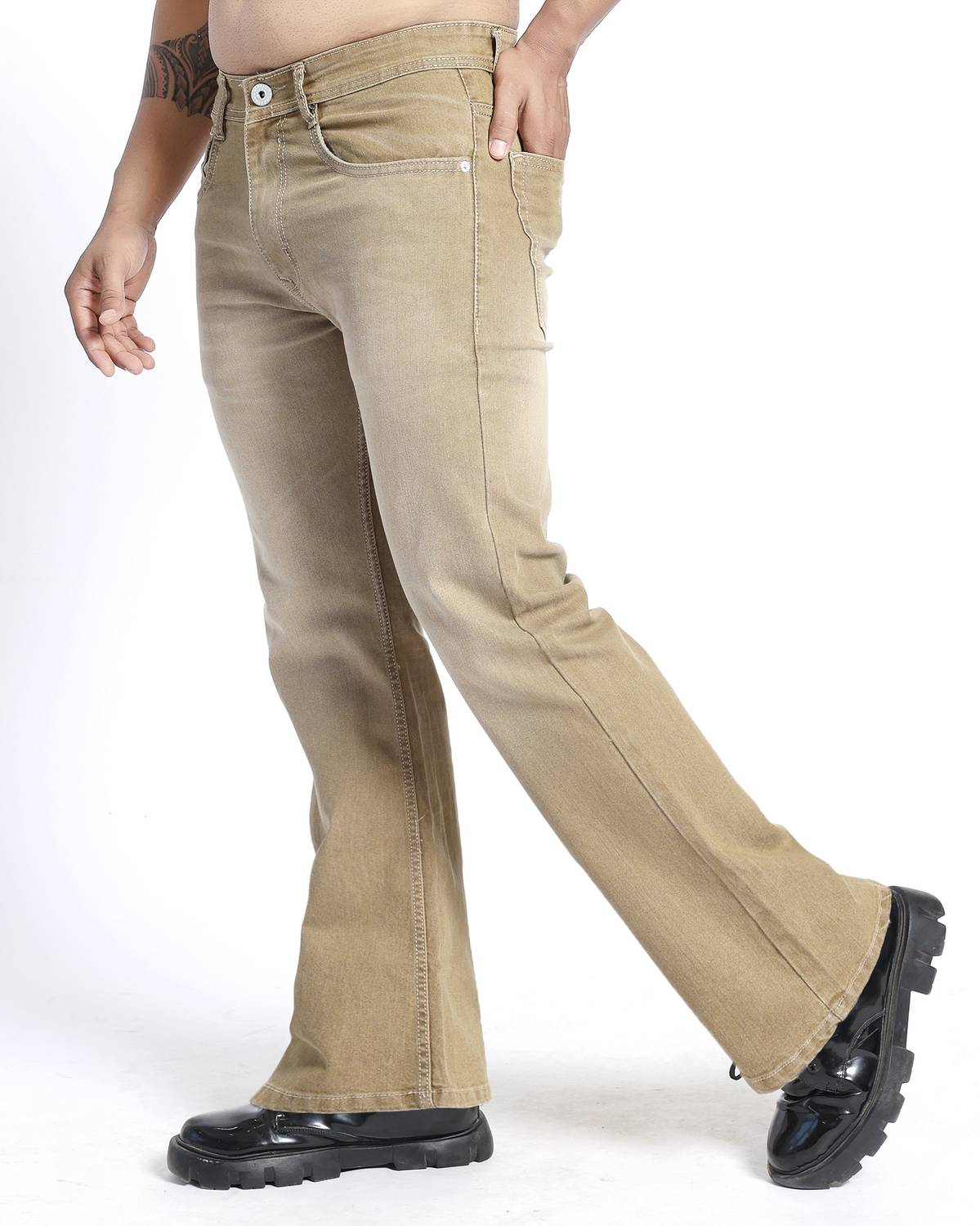 Netyork Boot-Leg Men Beige Jeans - Image 3