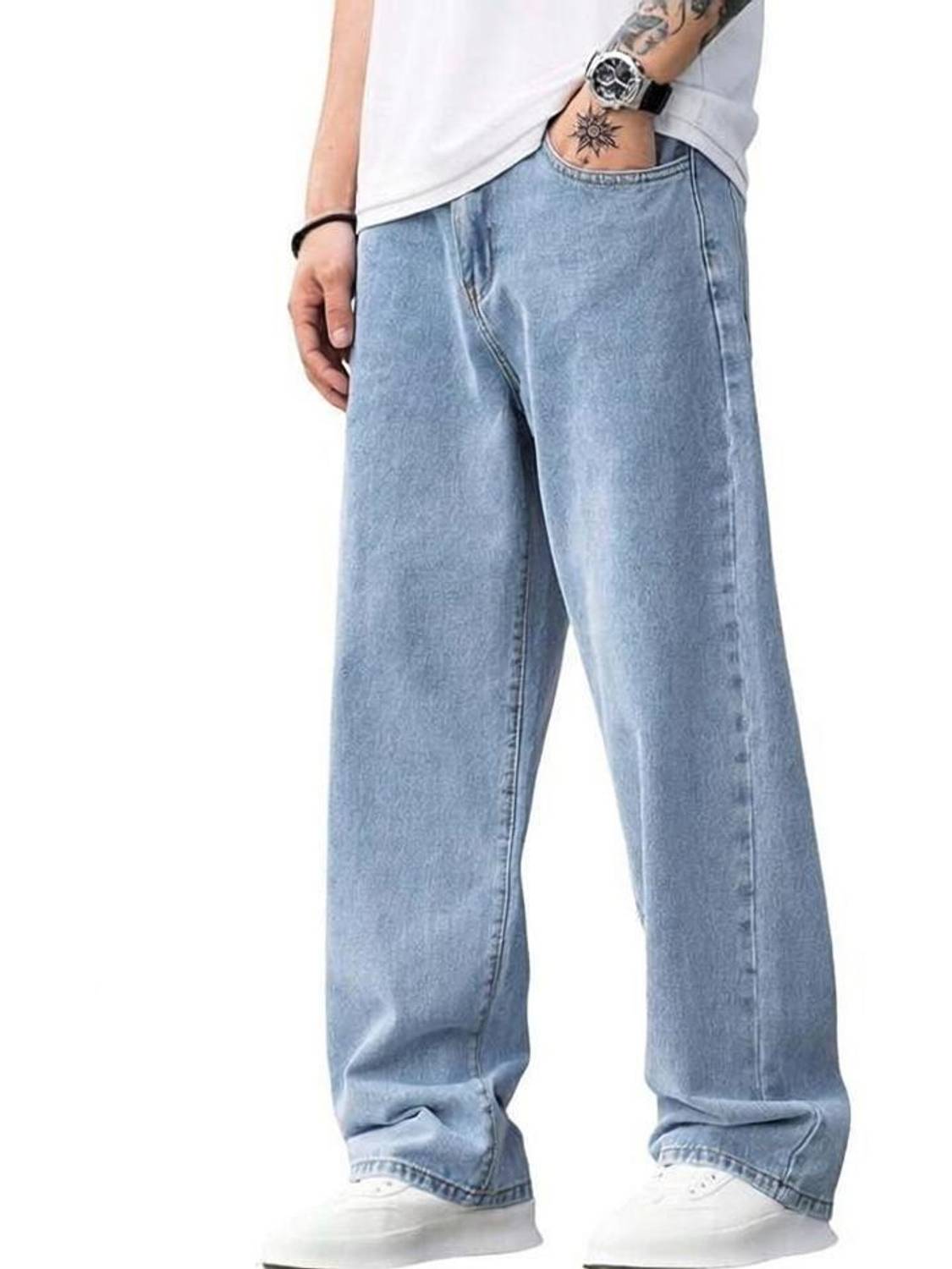 PROBLU Wide Leg Men Light Blue Jeans