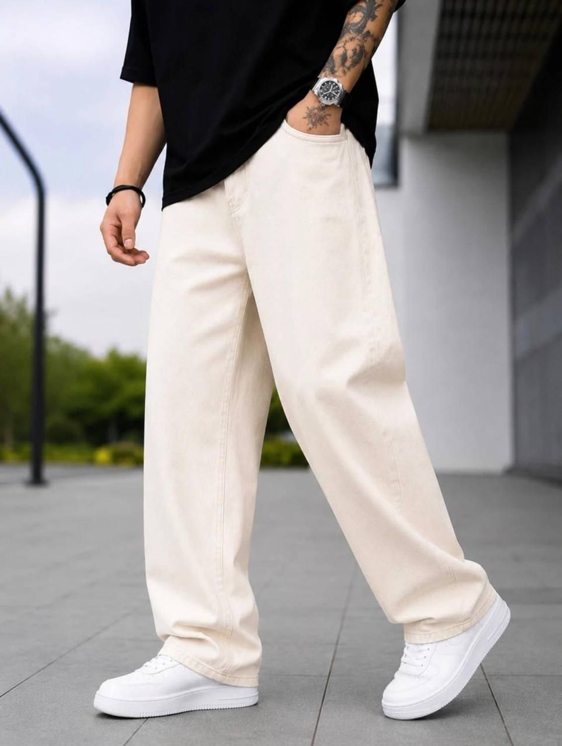 FLAYING Men Beige Jeans - Image 1