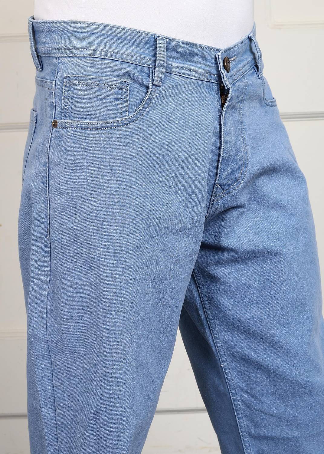 HANGERHOOD Straight Fit Men Light Blue Jeans - Image 3