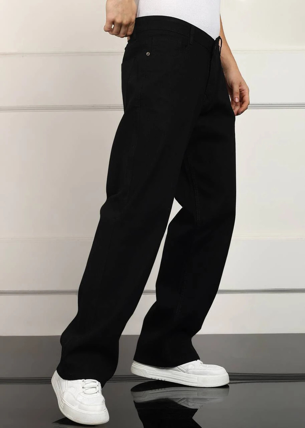 Image of ANGERHOOD Men Straight Fit Mid Rise Black Jeans
