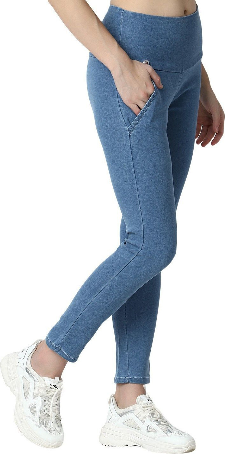Image of 3BUTTERFLIES Skinny Women Blue Jeans