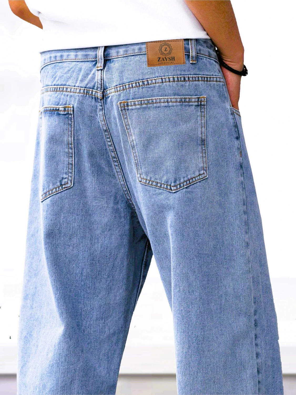 Image of ZAYSH Loose Fit Men Light Blue Jeans
