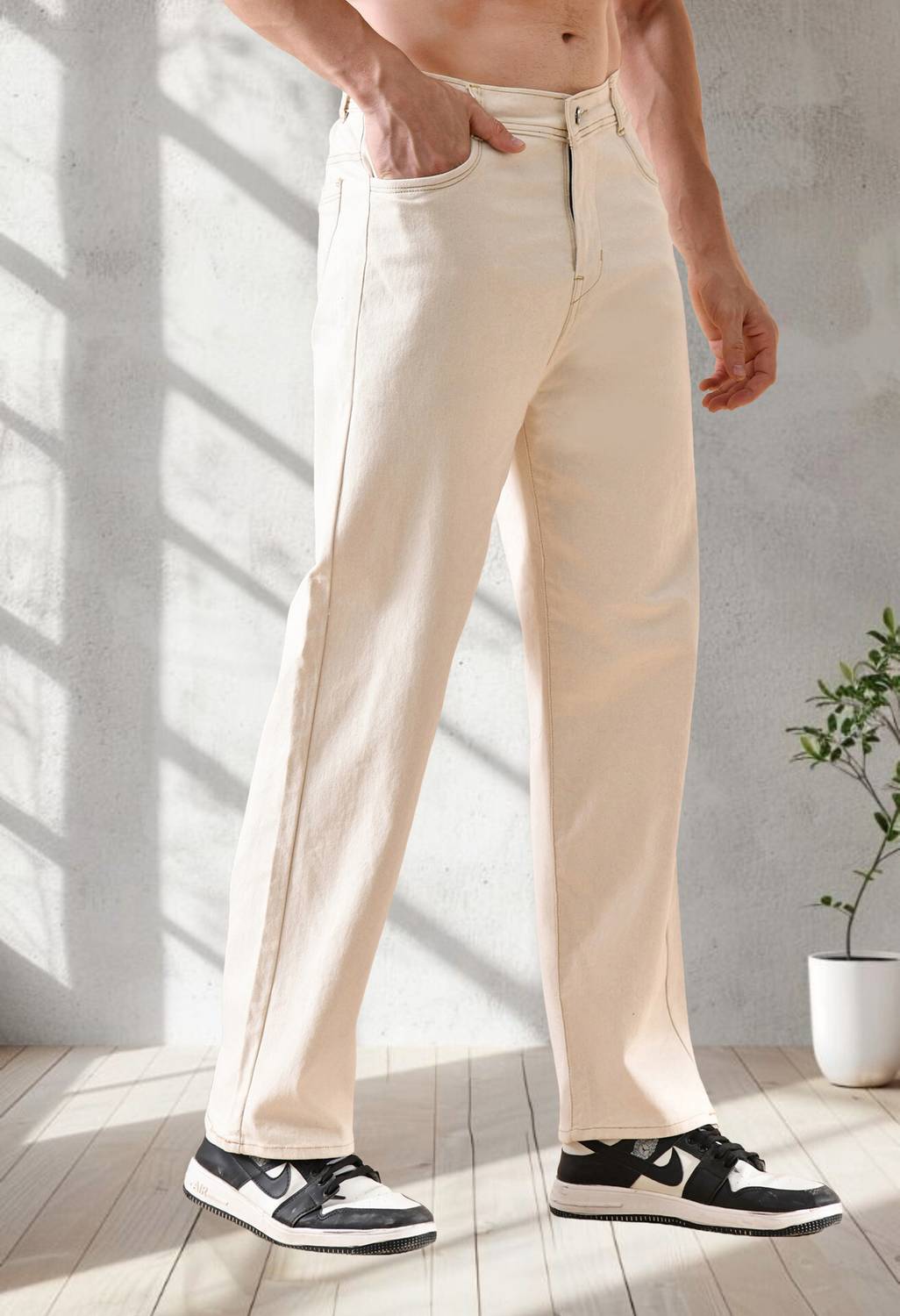 STARVIELLE Straight Fit Men Beige Jeans