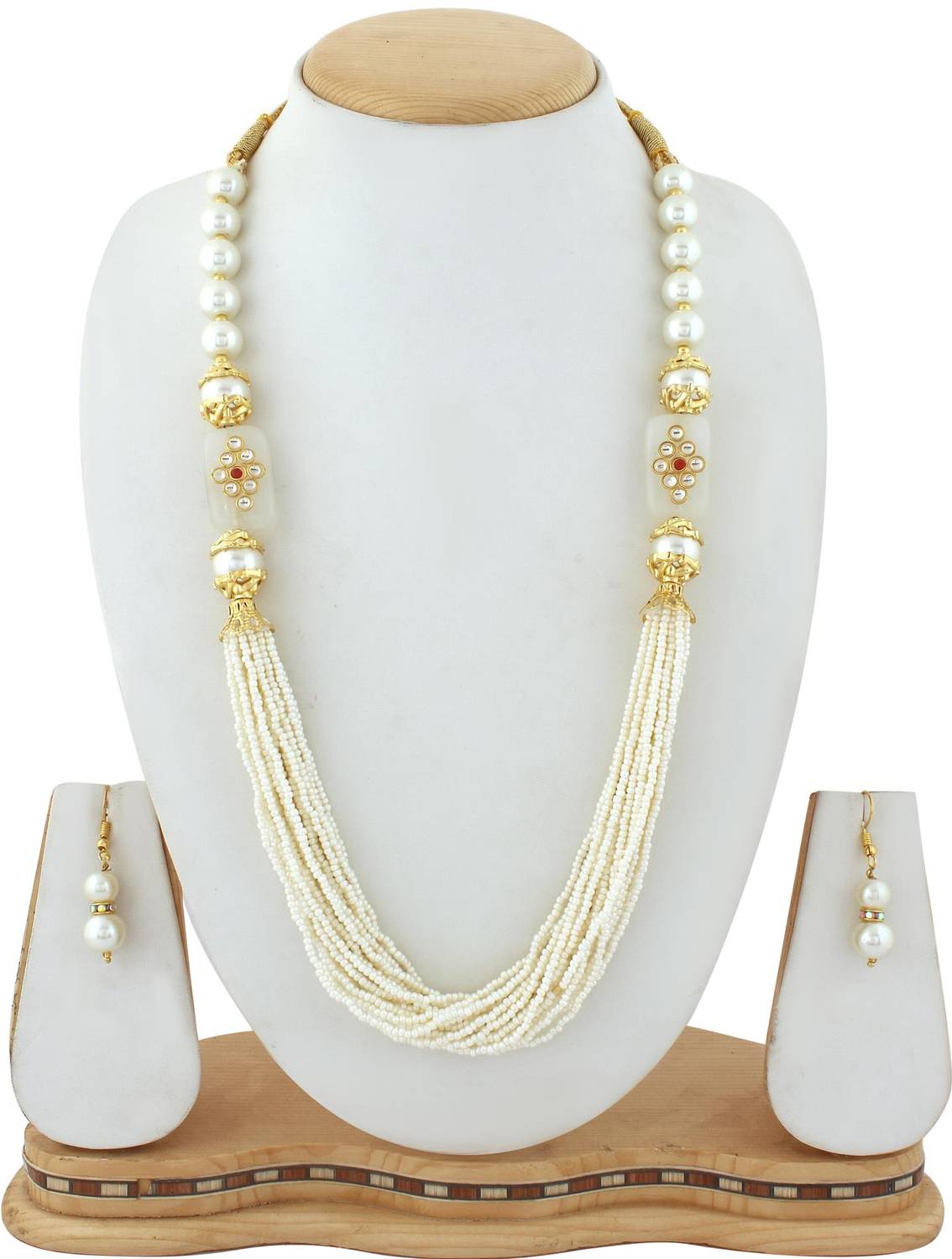 Shine Hub Alloy Gold-plated White Jewellery Set