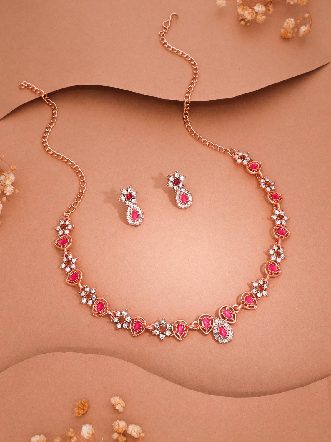 brado jewellery Brass Gold-plated Rose Gold, Pink Jewellery Set