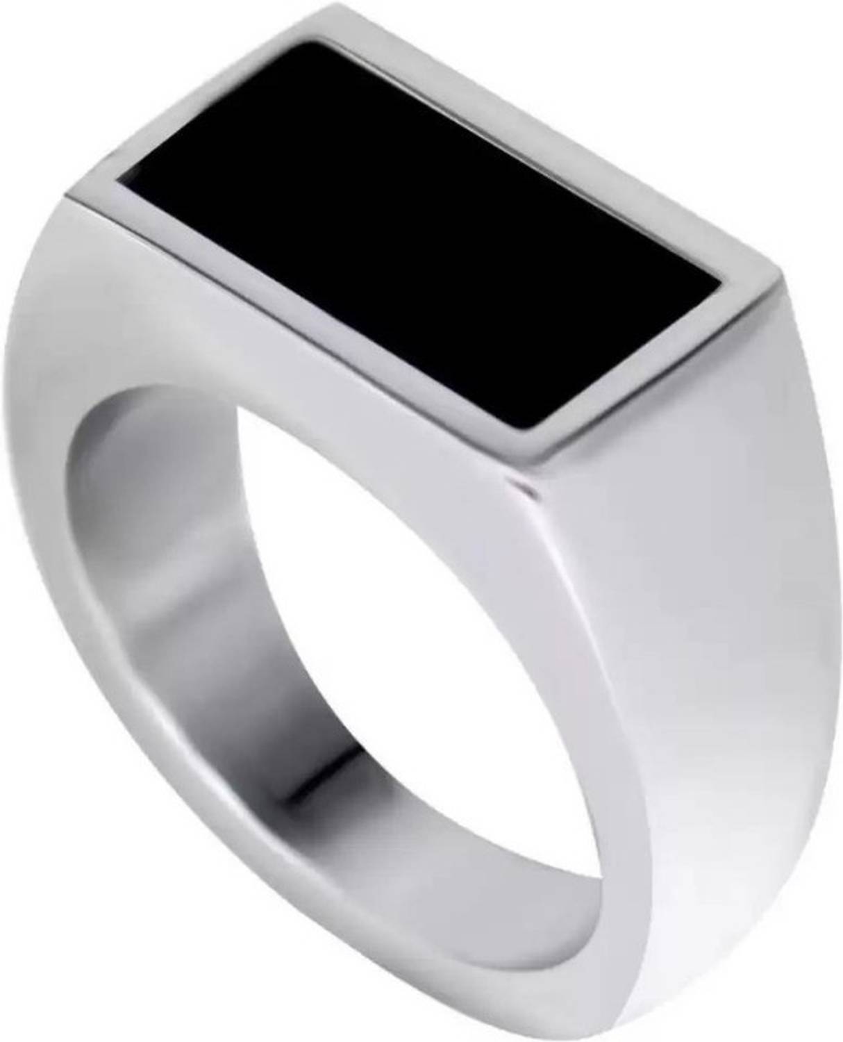 Bellina Ring for Boyfriend Classy Silver Black Studed Finger Ring For Boys and Men Alloy Ring