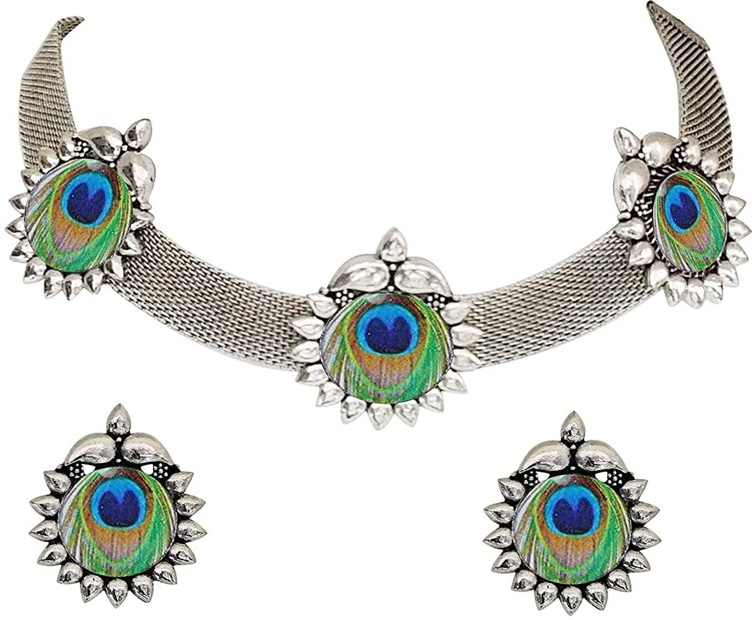 sunhari jewels Oxidised Silver Silver Silver Jewellery Set