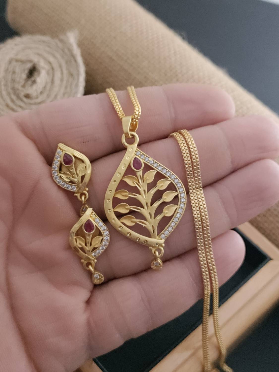 Bhagavati creation Brass Gold-plated Gold Jewellery Set