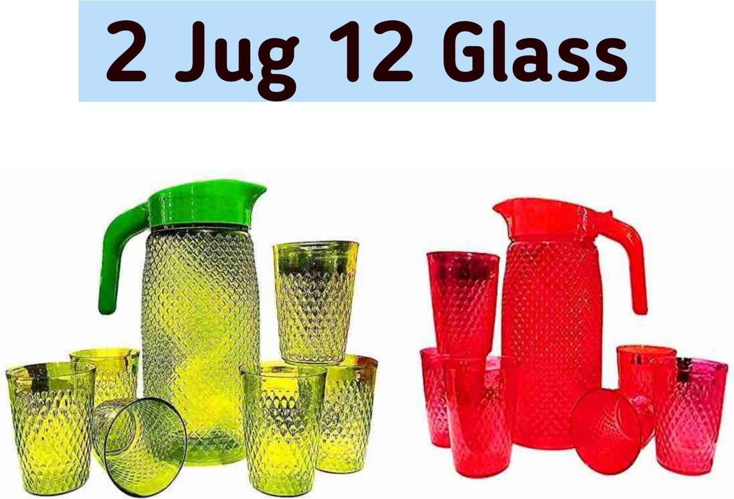 Image of Brantiq 2 Jug with Beautiful 12 Pieces Glass Set for Juice /Water Serve. Jug Glass set Jug Glass Set