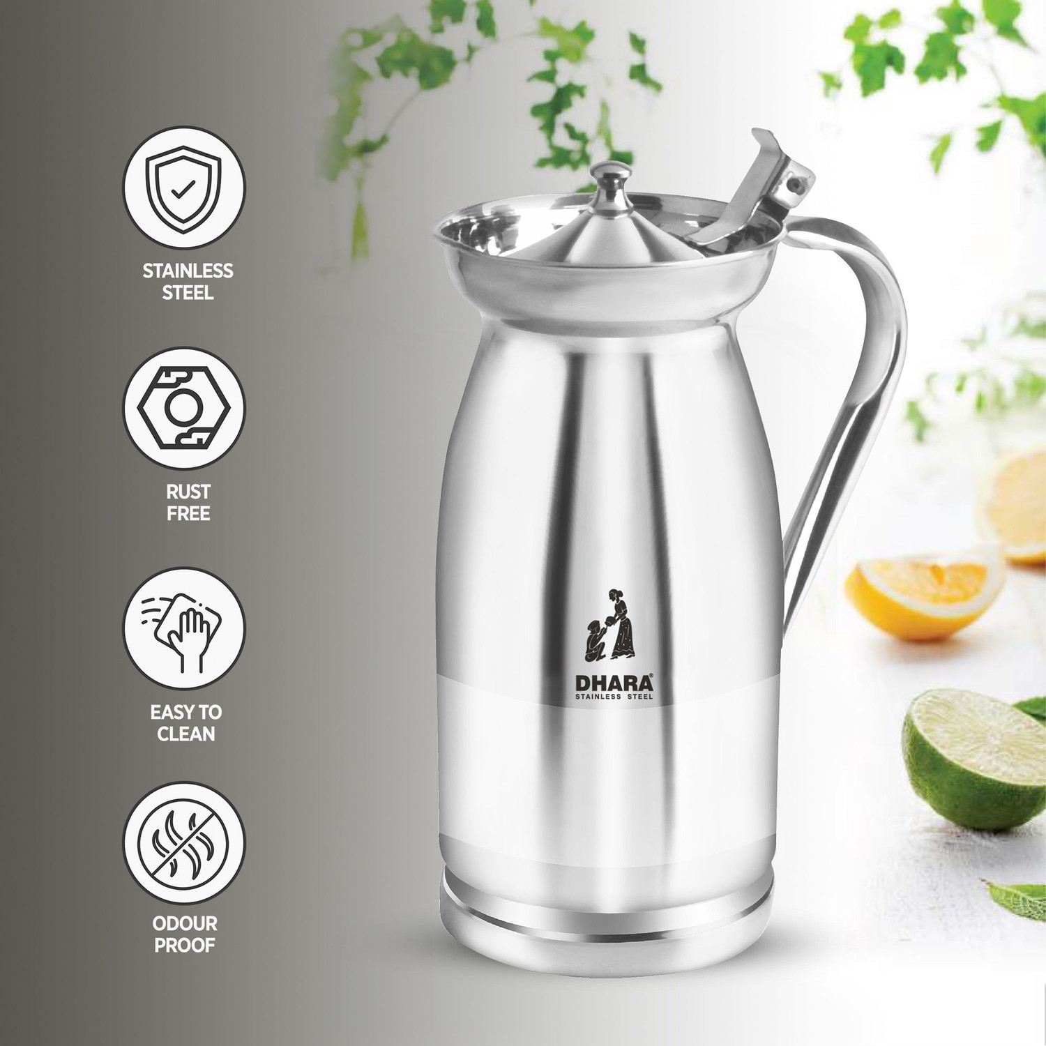 Image of Dhara Stainless Steel 1.5 L Steel Water Jug