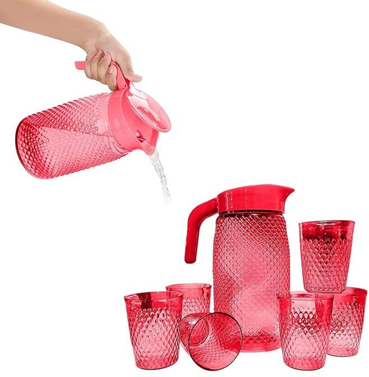 Image of Brantiq 2 Jug with Beautiful 12 Pieces Glass Set for Juice /Water Serve. Jug Glass set Jug Glass Set
