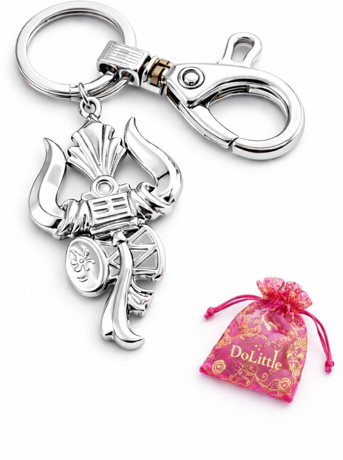 Image of DoLittle Lord Shiva Trishul Keychain Stainless Steel | Mahadev Om Damru for Car & Bike Key Chain