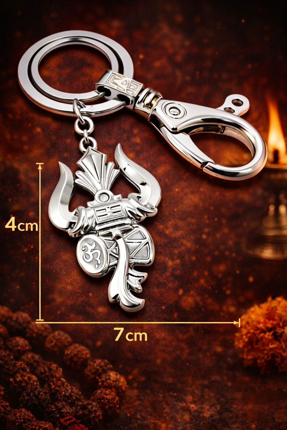Image of DoLittle Lord Shiva Trishul Keychain Stainless Steel | Mahadev Om Damru for Car & Bike Key Chain