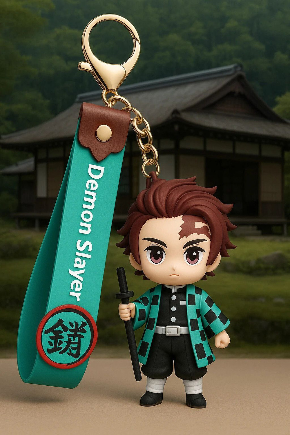 Image of World Gift Mart Demon Slayer Tanjiro keychain| Cartoon Character Bag Charm | Cute PVC Keyring Key Chain