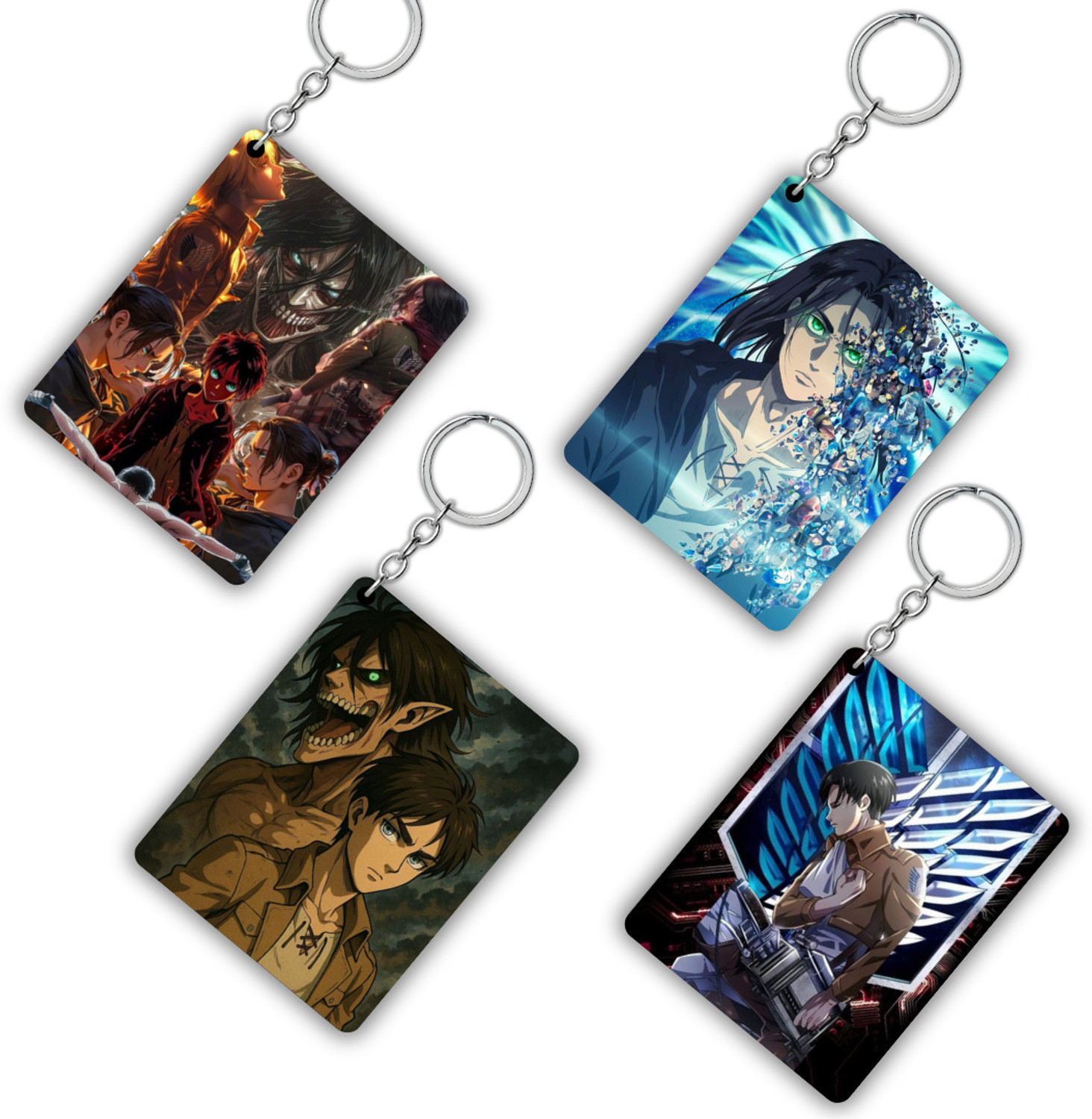 Image of GROOFIEZ Attack on Titan Anime Acrylic Keychain Set of 4 Key Chain