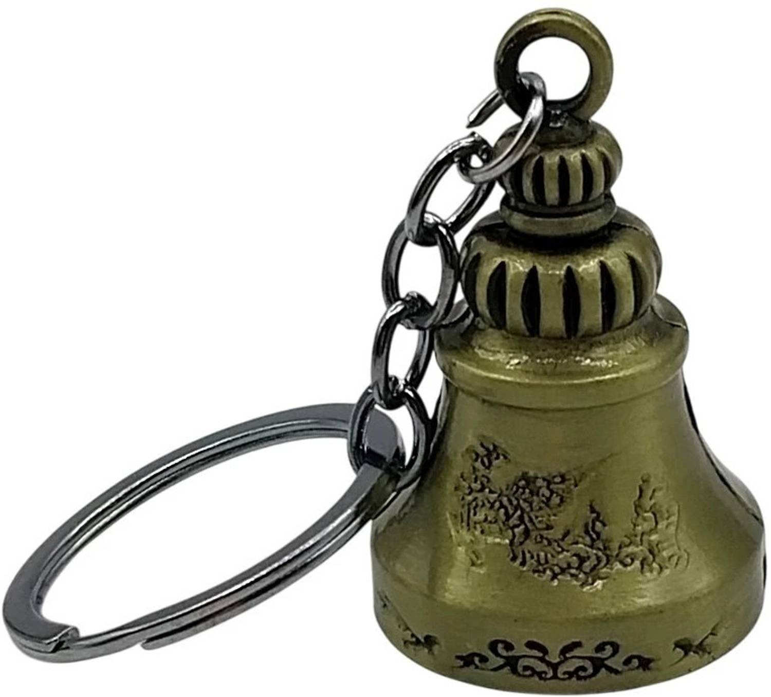 Tej Gifts Classic Antique Temple Bell Keyring for Gift, Car, Bike 