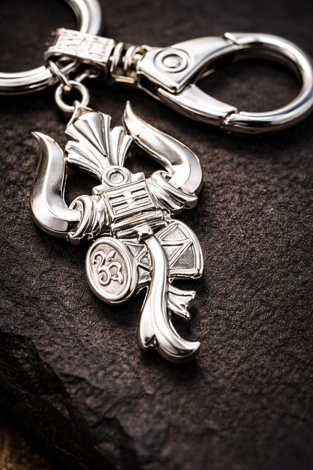 Image of DoLittle Lord Shiva Trishul Keychain Stainless Steel | Mahadev Om Damru for Car & Bike Key Chain