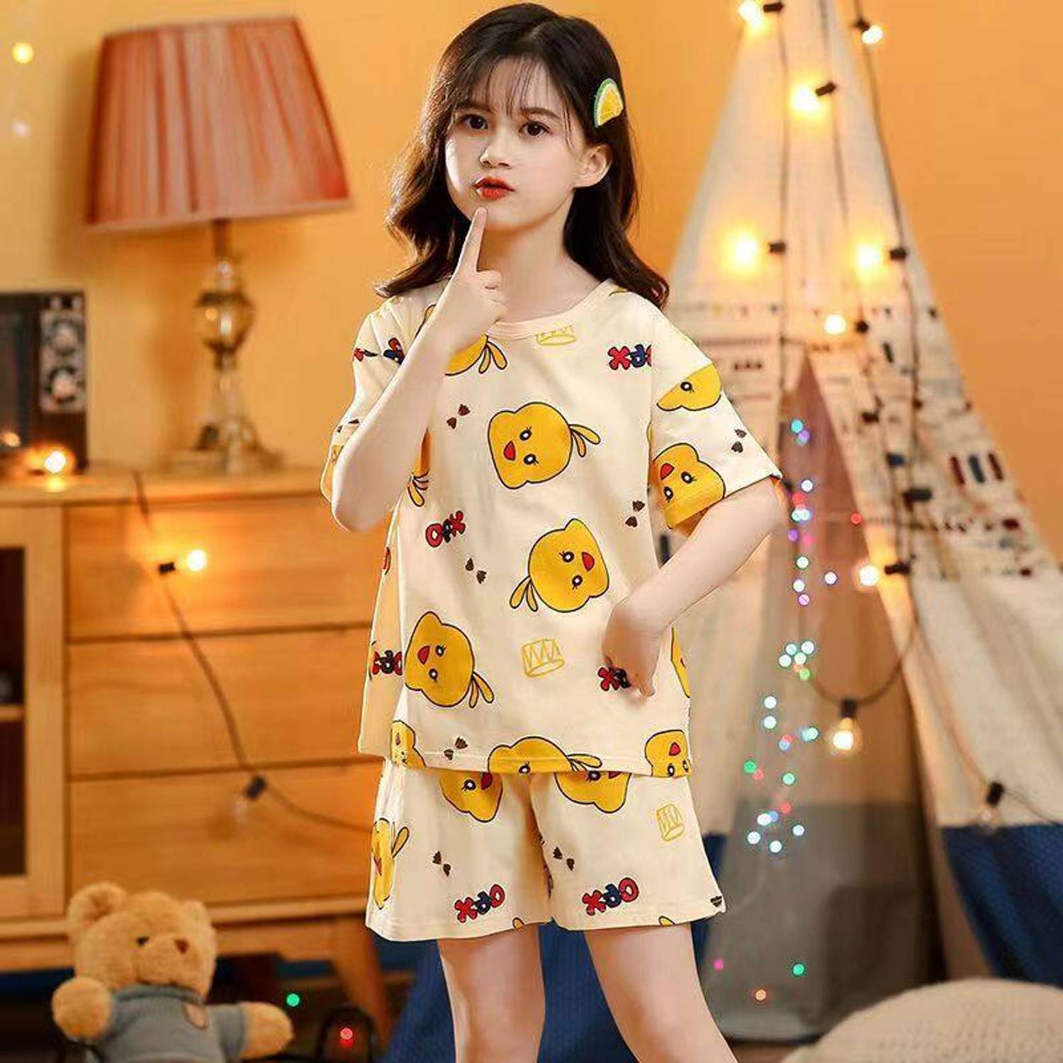 BM7STAR Kids Nightwear Girls Striped Cotton Blend