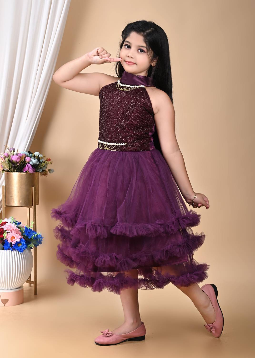 flipkart ladies dress Price Baby Dress For Girl Birthday Baby Purple Flipkart Girl Dress GARMENTSMM Baby Girls Below Knee Festive/Wedding Dress Price In Top