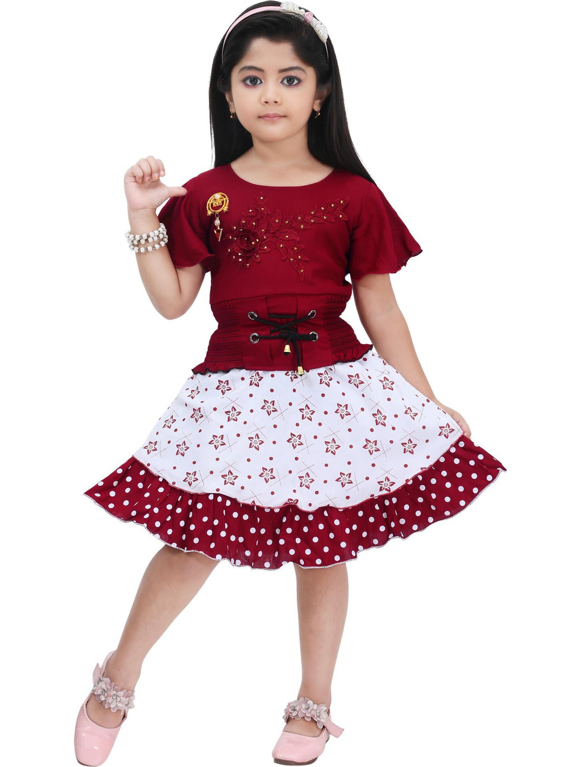 Image of Nazrana Girls Midi /Knee Length Casual Dress