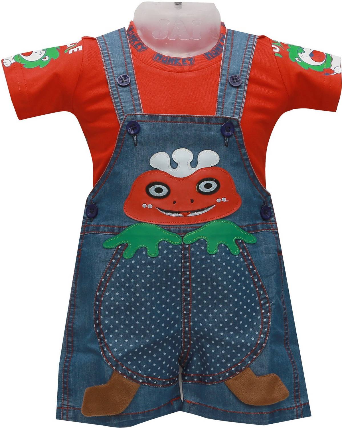 Baloons Dungaree For Boys & Girls Party Applique Cotton Blend