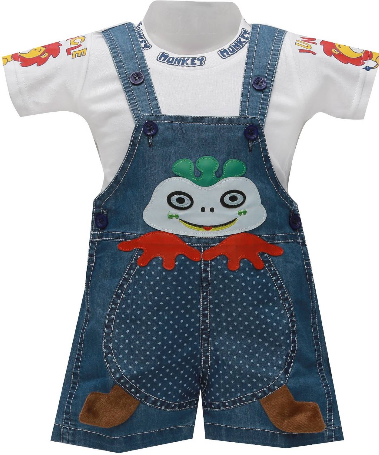 Baloons Dungaree For Boys & Girls Party Applique Cotton Blend