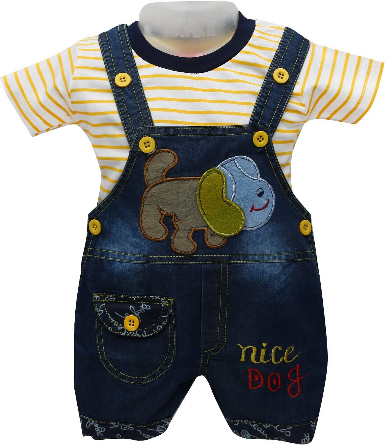 Baloons Dungaree For Boys & Girls Party Embroidered Cotton Blend