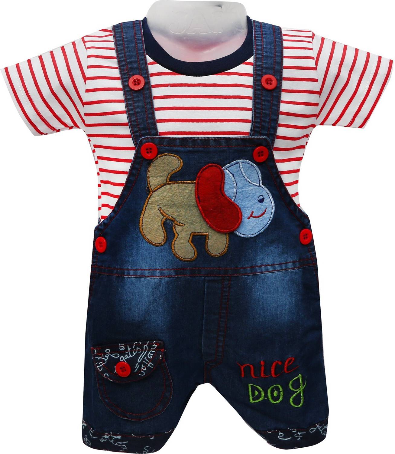 Baloons Dungaree For Boys & Girls Party Embroidered Cotton Blend