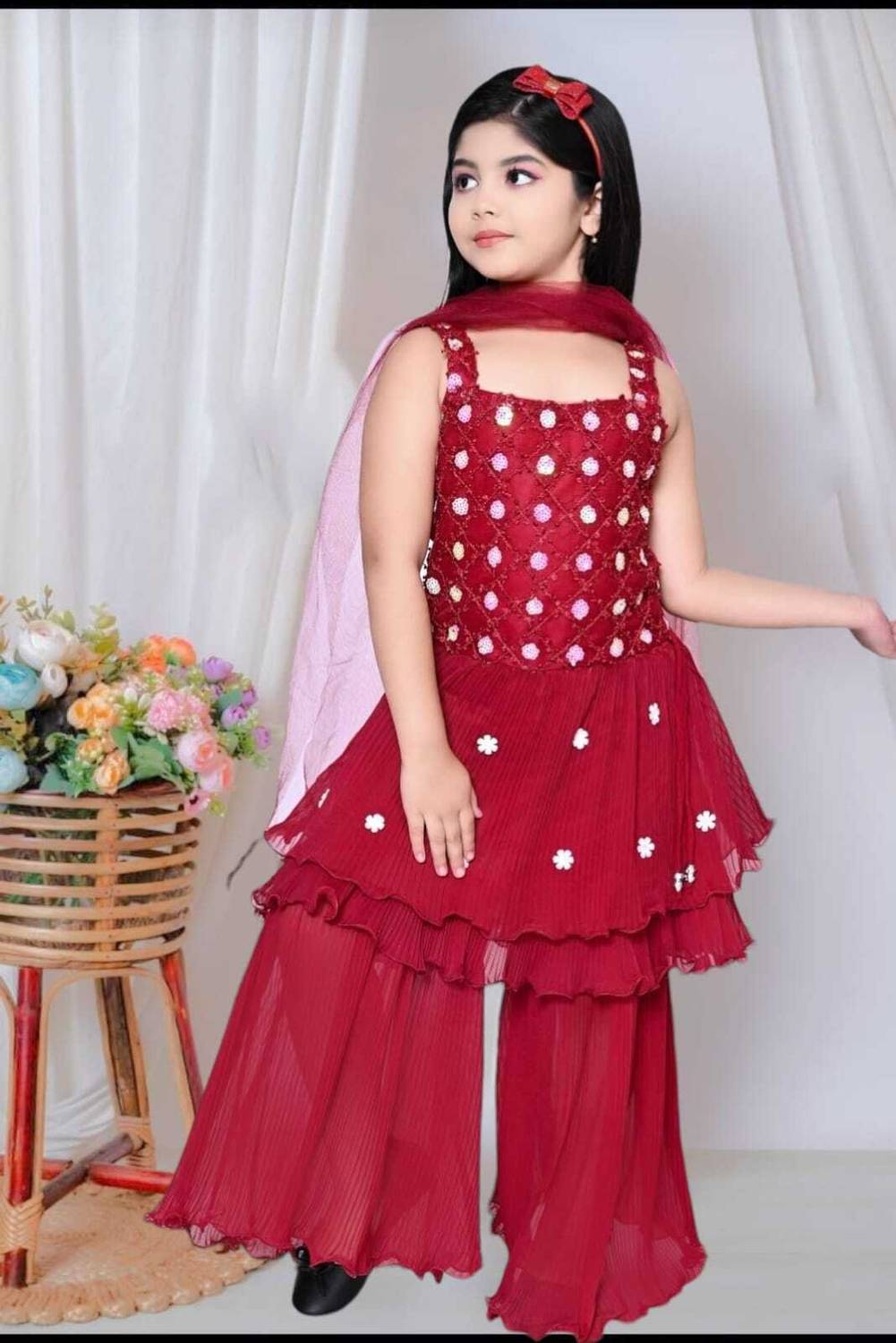 AL BAYDAR FASHION Baby Girls Festive & Party Kurta, Pyjama & Dupatta Set