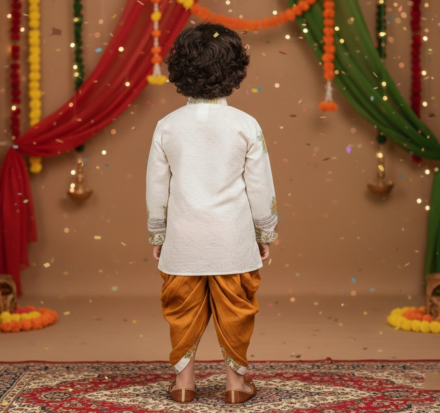 Image of M J LASKAR FASHION Baby Boys Festive & Party Kurta and Dhoti Pant Set