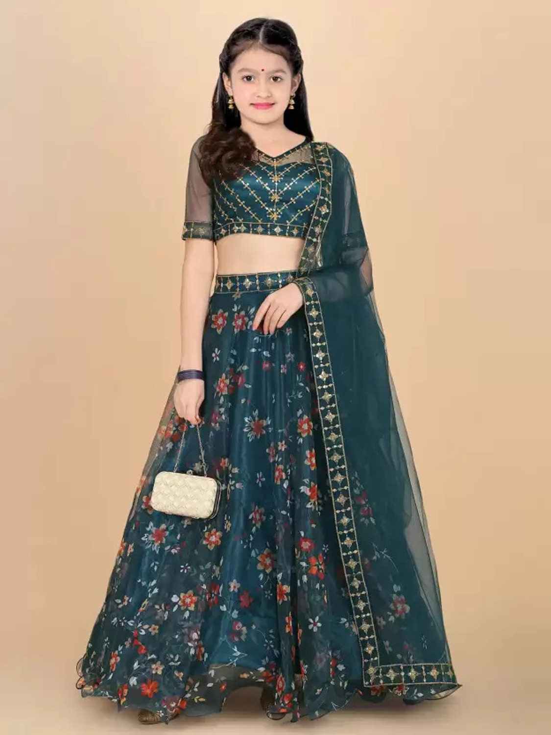 Image of RUKHA FAB Girls Lehenga Choli Ethnic Wear Embellished Lehenga, Choli and Dupatta Set
