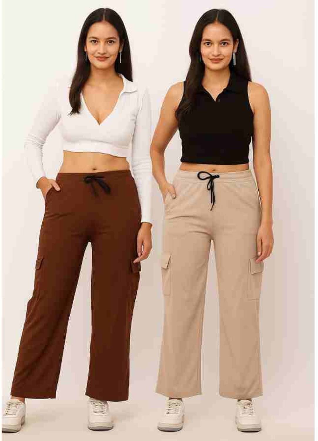 Alika Loose Fit Girls Beige, Maroon Trousers