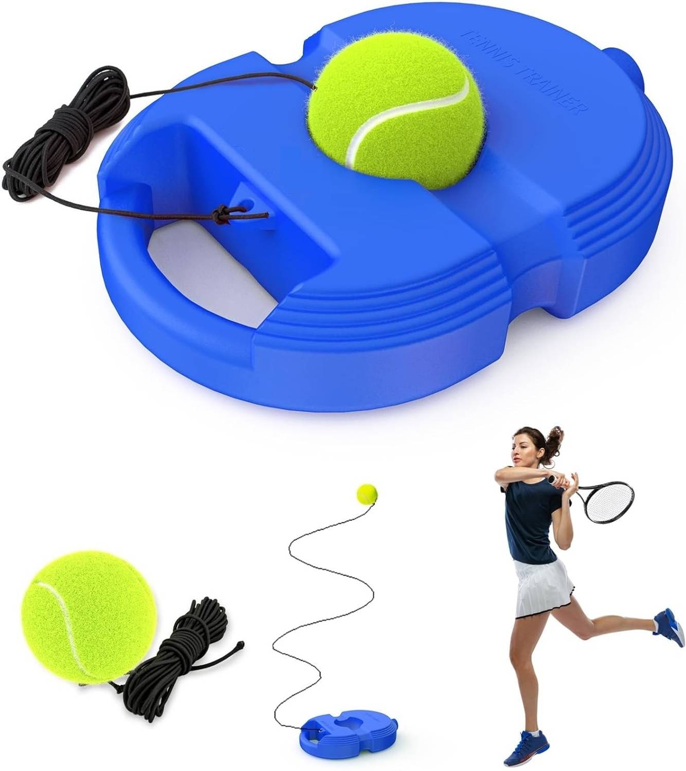 Byfield Tennis Trainer Rebound Ball,Solo Training Equipment Self-Pracitce,Portable Tool Tennis Ball