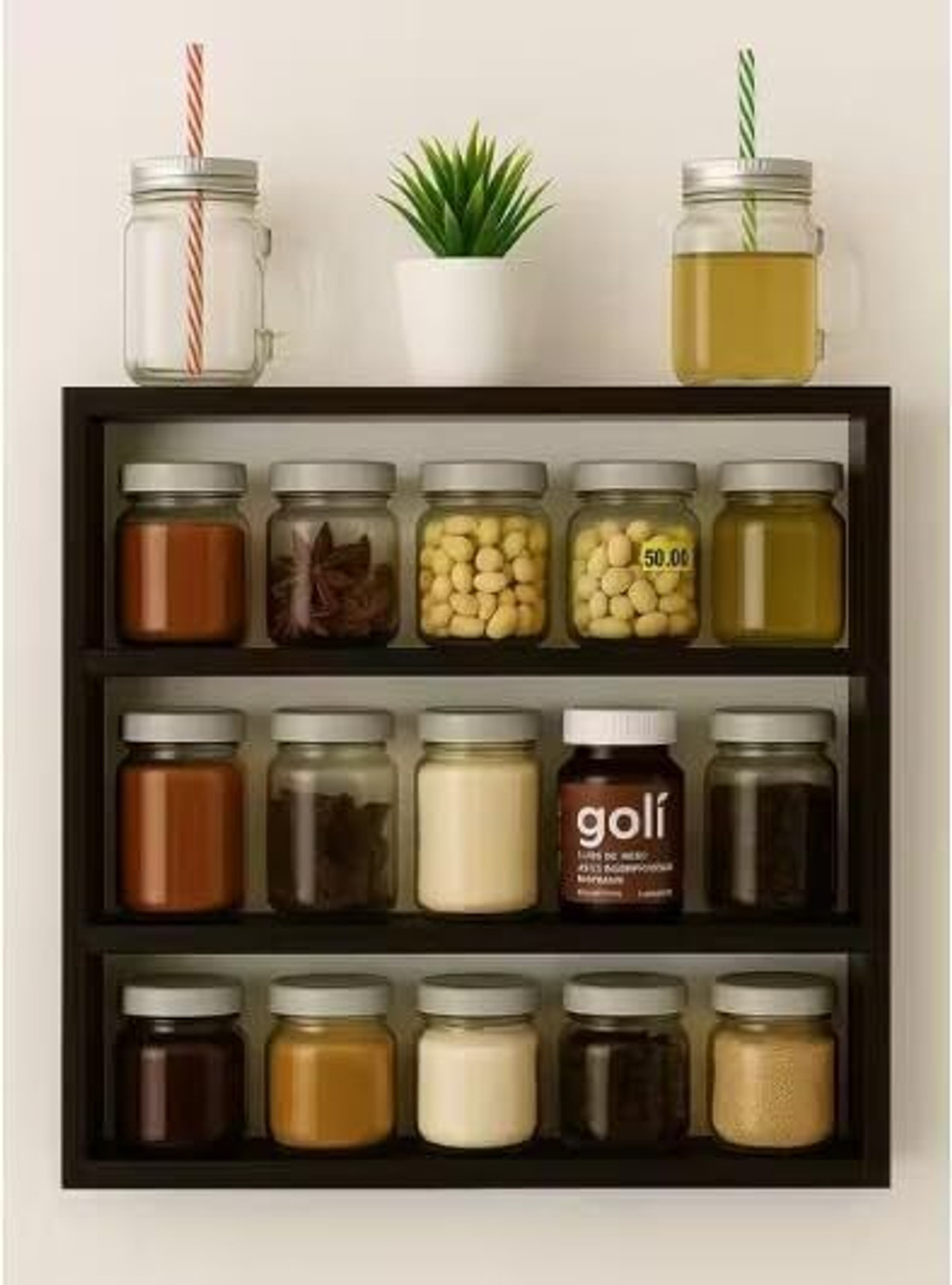 Image of WoodsyWonders Beautiful Designing Kitchen Rack Wall Mounted Shelf for Storage Organiser Utensil Kitchen Rack
