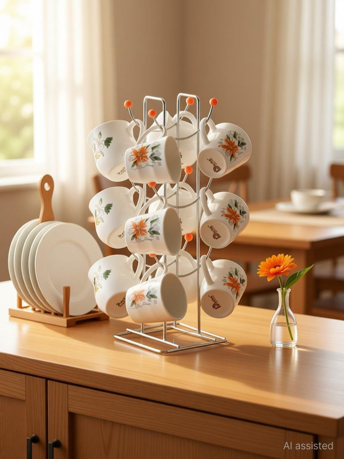 Image of Standify Cup & Plate Stands Combo, Stainless Steel Dish Drainer