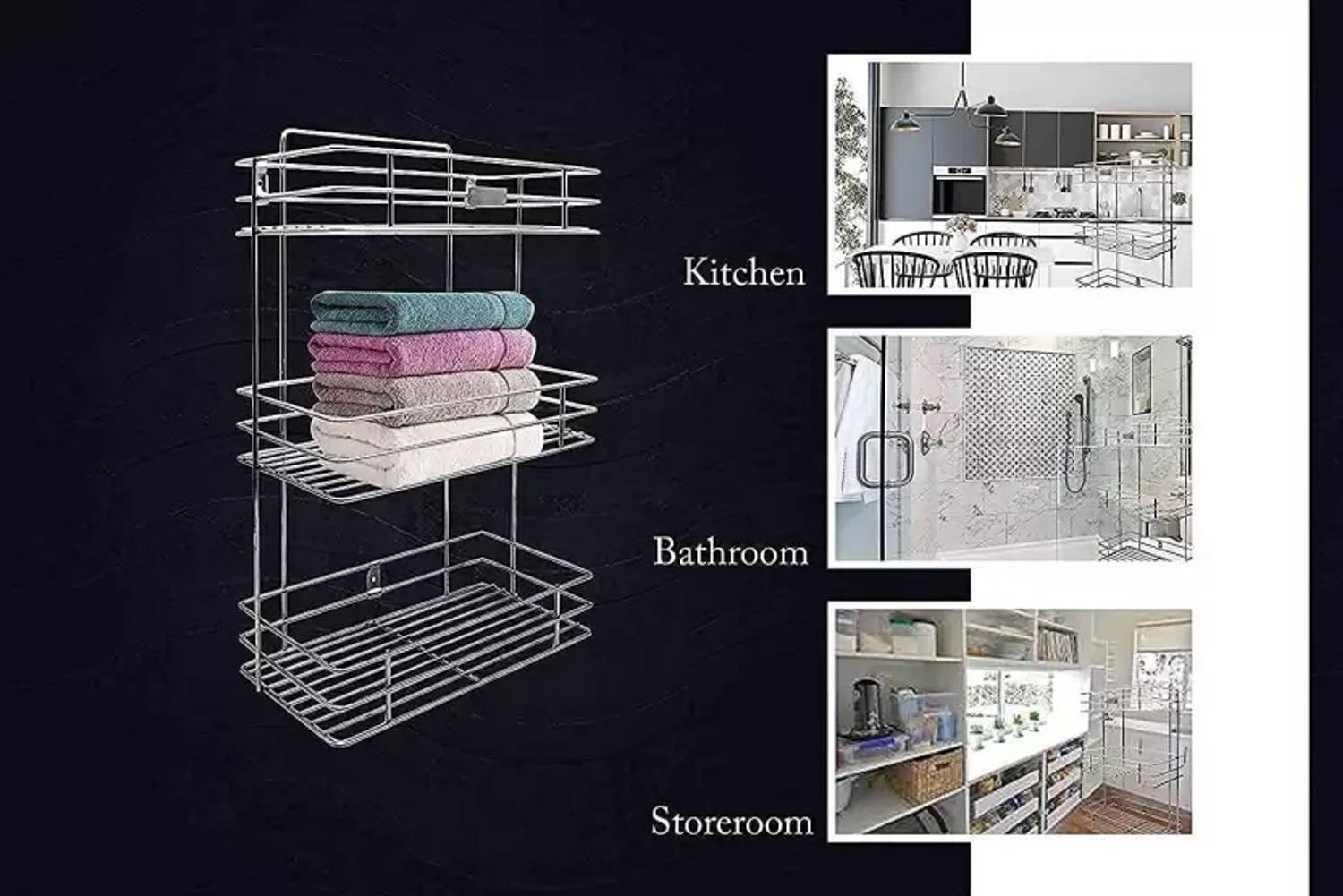 Value Stainless Steel 3 Layer Kitchen Rack - Image 4