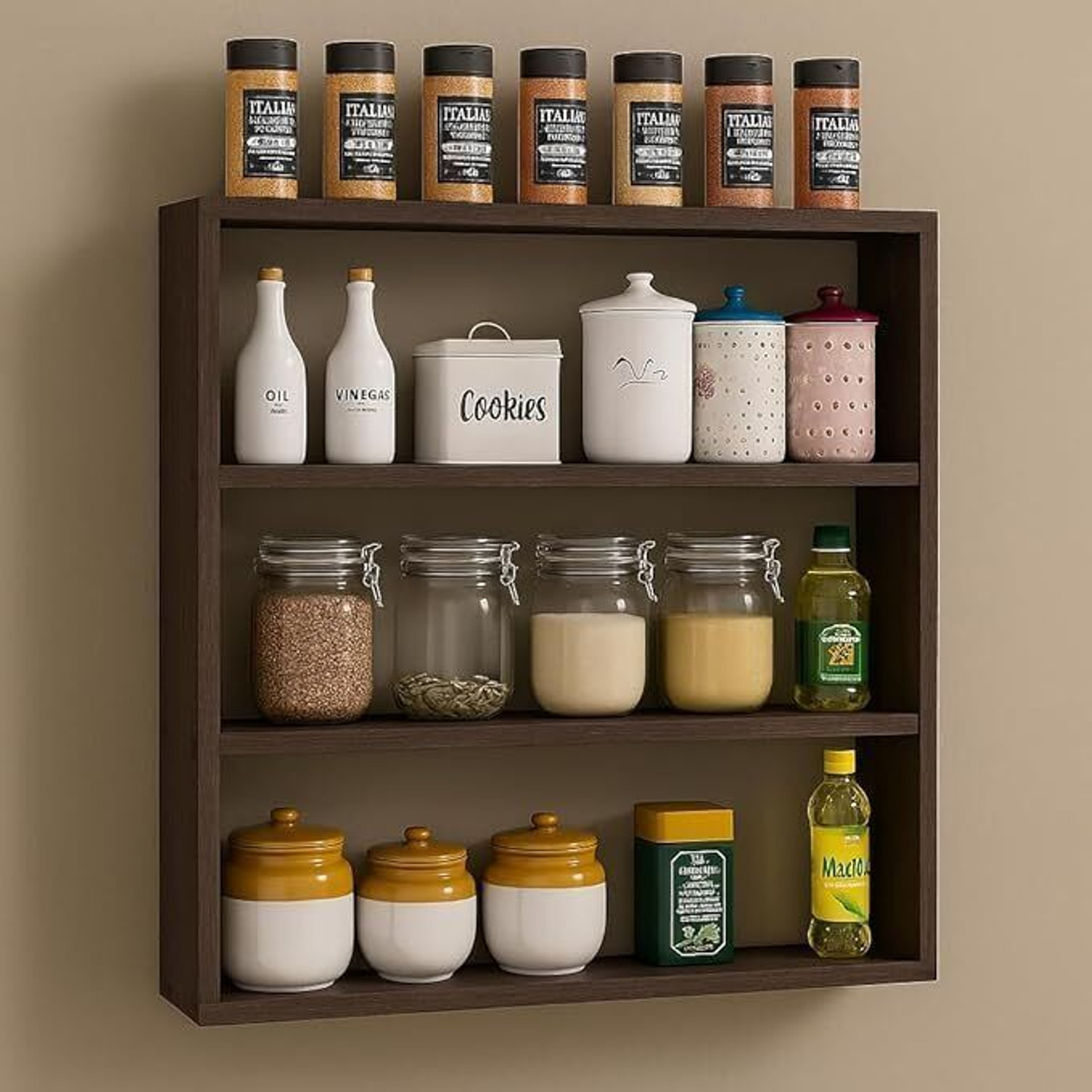 Image of WoodsyWonders Beautiful Designing Kitchen Rack Wall Mounted Shelf for Storage Organiser Utensil Kitchen Rack