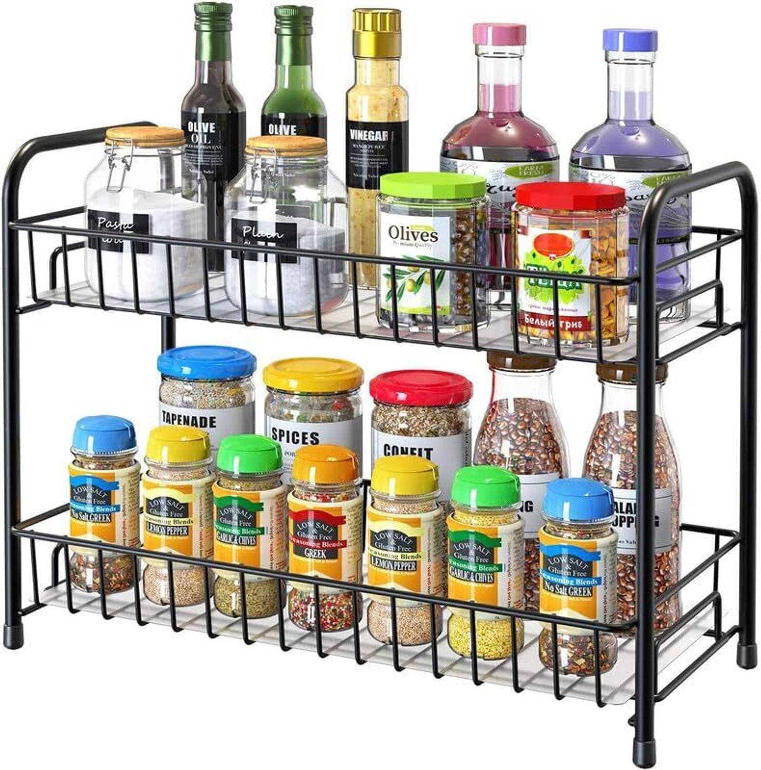 Shanvi Containers Kitchen Rack Iron Rack Iron Metal 2-Tier Kitchen Rack | Spice Rack | Multipurpose Storage Rack — Spice Boxes & Masala Dabbas