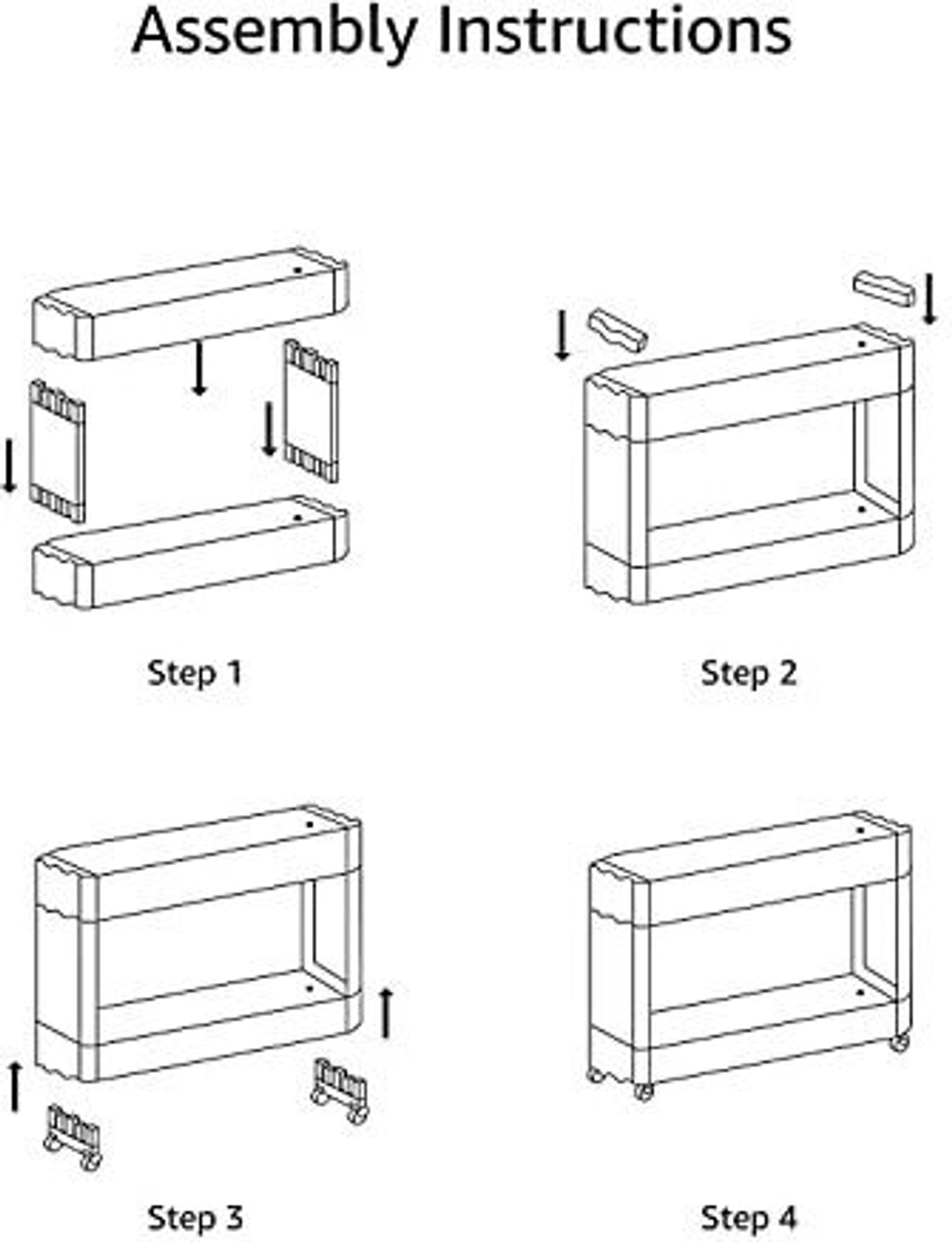 Image of BRANTOX 2 Tier Slim Multipurpose Storage Rack Trolley Plastic Storage Rack For Kitchen Plastic Kitchen Trolley