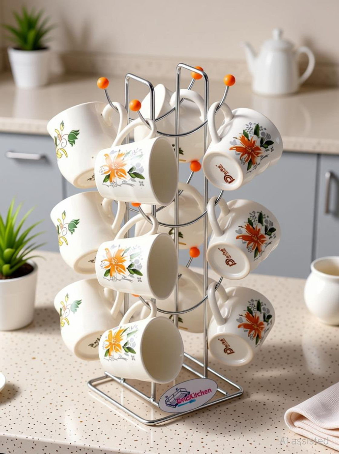 Image of GRIDKITCHEN Cup Kitchen Rack Steel Stainless Steel Smile Shape Cup Stand Coffee Mug Holder Key Holder For Kitchen
