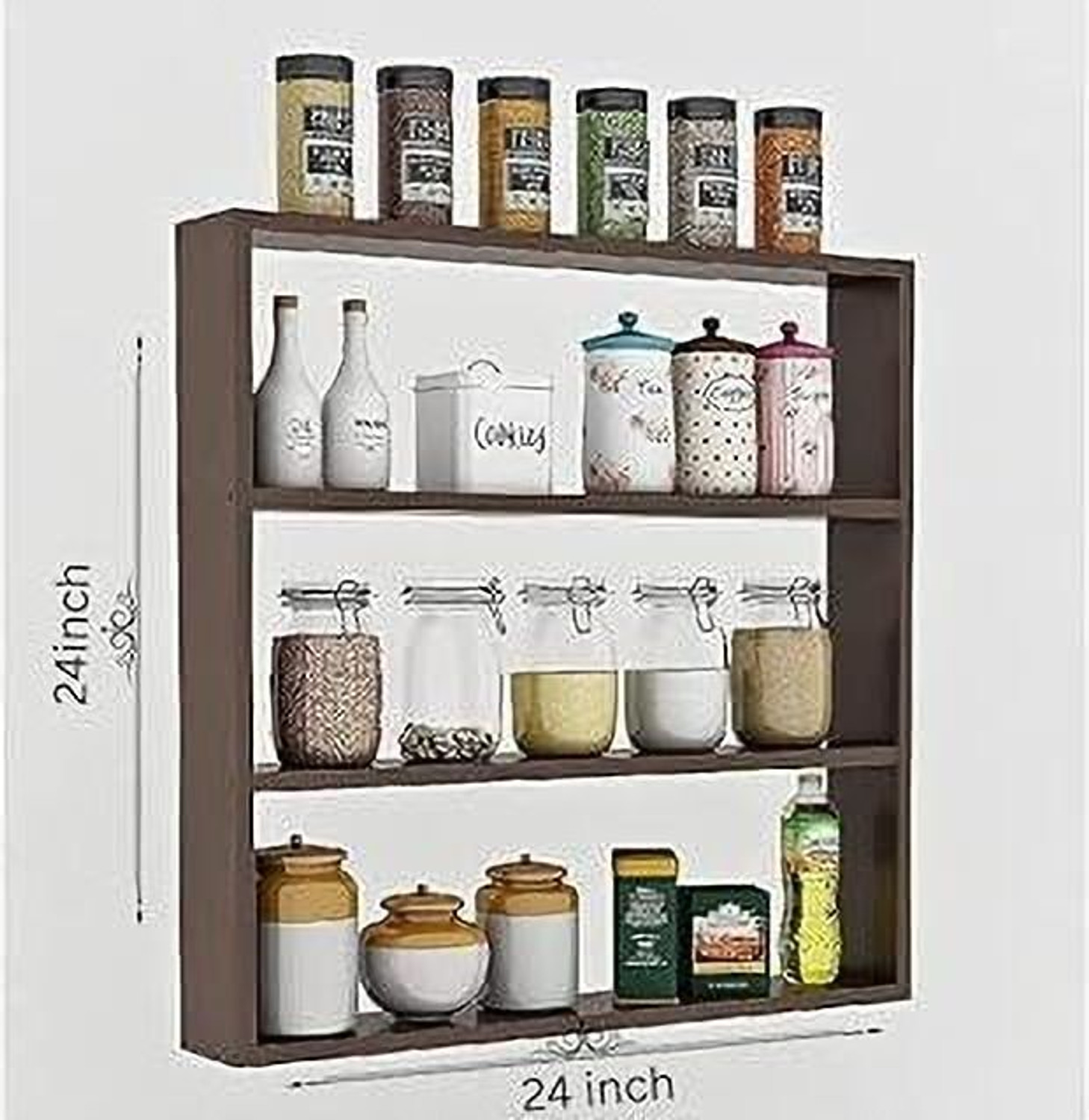 Image of WoodsyWonders Beautiful Designing Kitchen Rack Wall Mounted Shelf for Storage Organiser Utensil Kitchen Rack