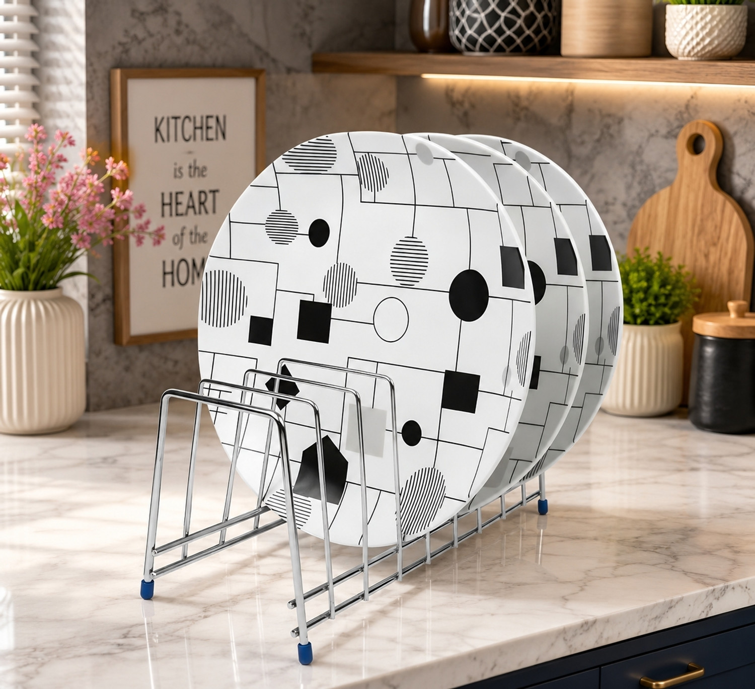 Image of Nexyra Plate Kitchen Rack Steel Plate Stand For Kitchen With 9 Slots, Plate Holder For Kitchen And Dining