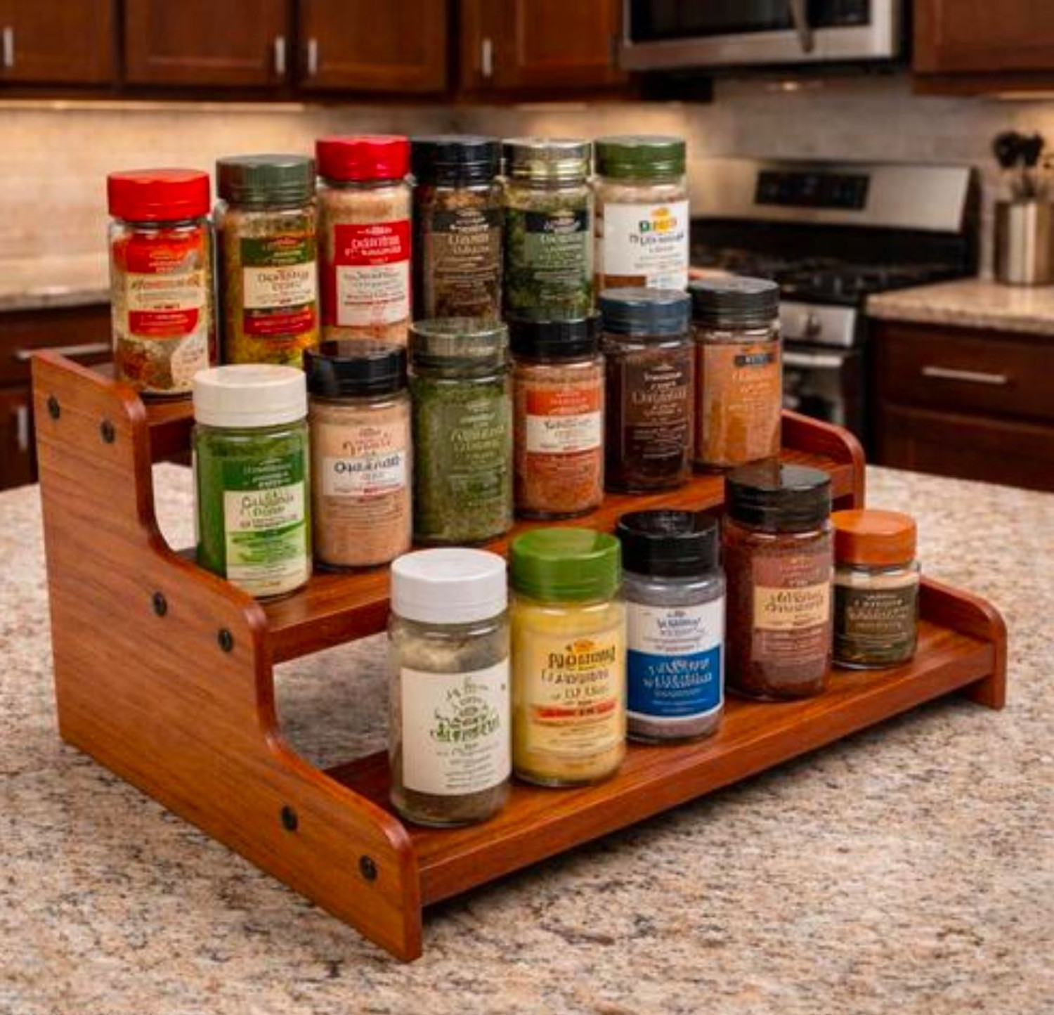 Image of Dwhandicrafts Containers Kitchen Rack Wood Spice Rack