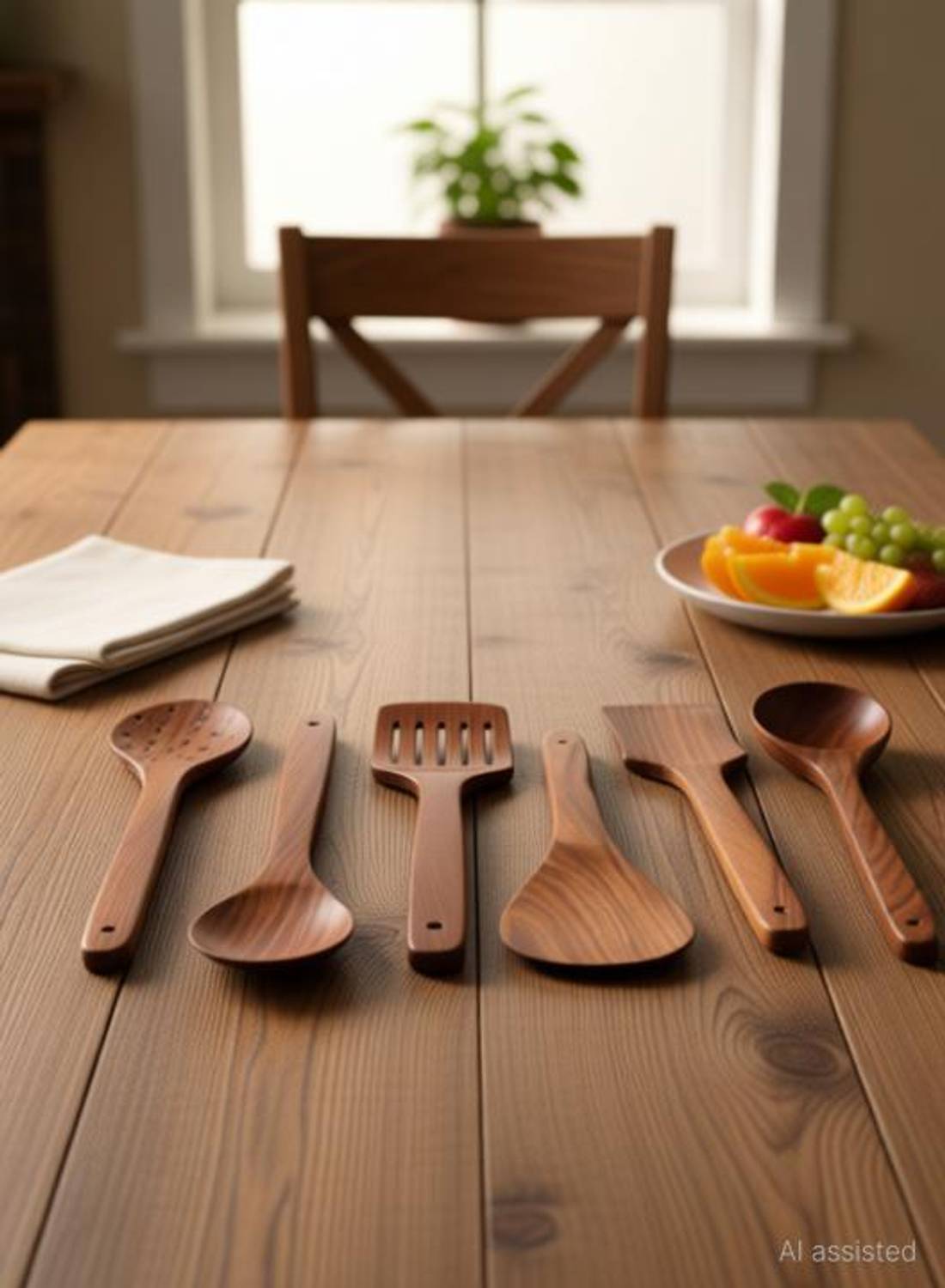 All There Premium Bamboo Nonstick Kitchen Spoons for Cooking Set of 5 Kitchen Tool Set