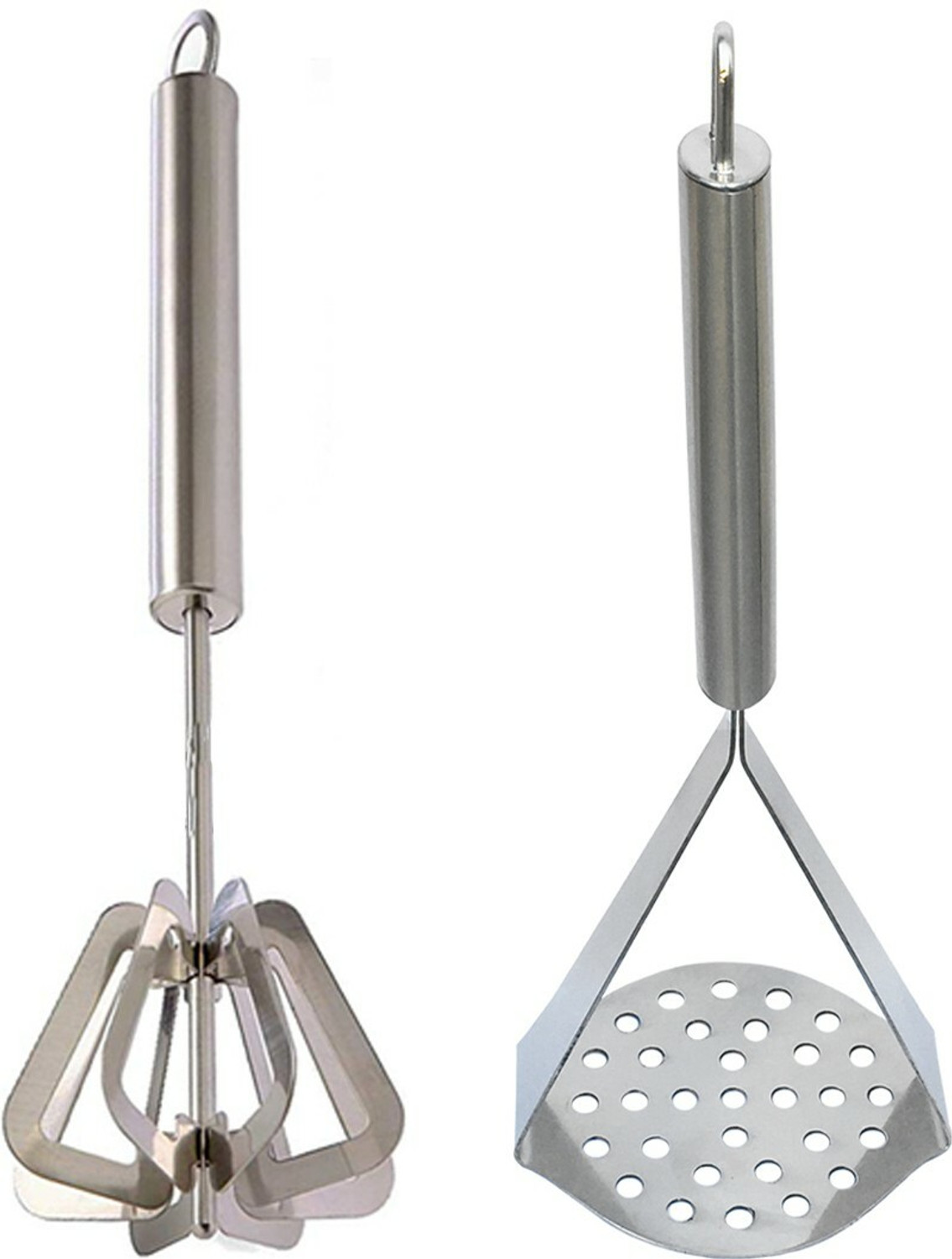 Image of JISUN Stainless Steel Mathani, Hand Mixi Power Free Hand Blender /Ravai /Madhani & Potato Masher /Vegetable Masher /Pav Bhaji Masher Kitchen Tool Set
