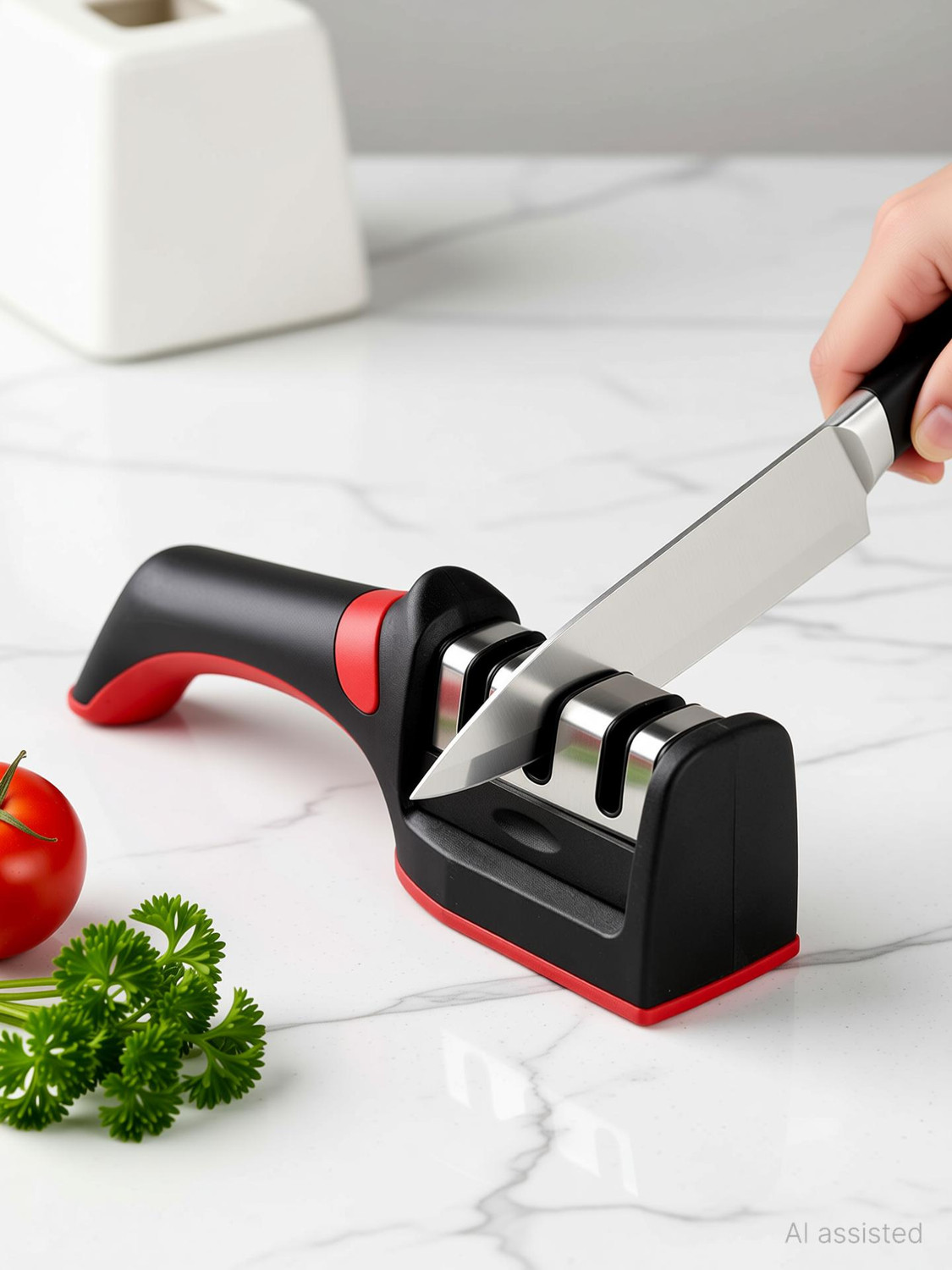 Image of SKOG 3 Stage Knife Sharpener for Kitchen Sharpener self Knives Shaping Multi use Knife Sharpening Steel (Plastic, Stainless Steel)