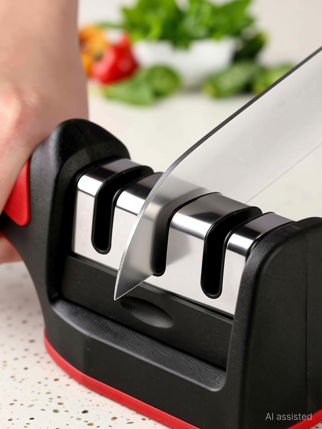 Image of SKOG 3 Stage Knife Sharpener for Kitchen Sharpener self Knives Shaping Multi use Knife Sharpening Steel (Plastic, Stainless Steel)