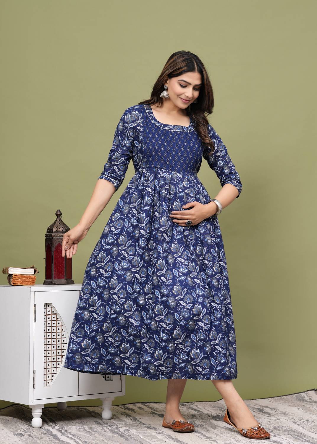 ANUOM Women Maxi Blue Midi/Calf Length Dress