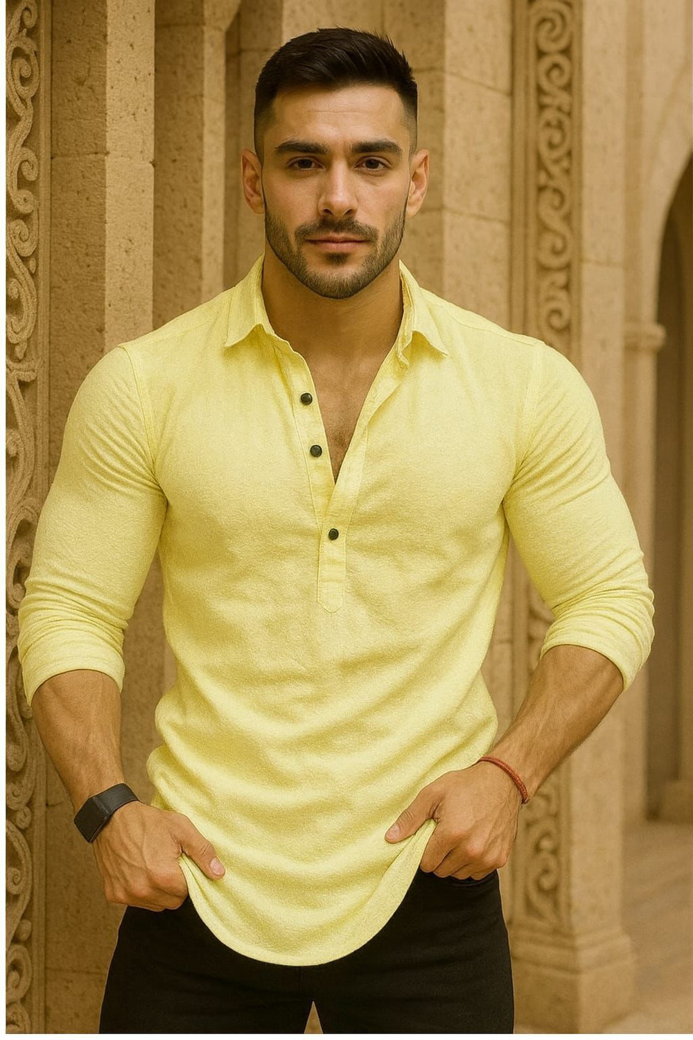 Image of LEVINTA Men Solid Straight Kurta